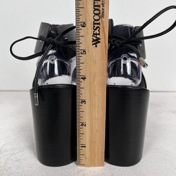 REBECCA MINKOFF Christy Block Heel Vachetta Leather Sandal Black Sz 10.5M - Picture 3 of 11